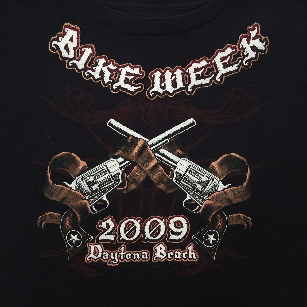 Bike Week 2009 Daytona Beach T Shirt Mens 3XL Double Sided Crew Neck Black Biker